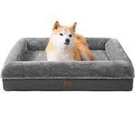 EHEYCIGA Memory Foam Large Dog Bed with Sides, Orthopedic Waterproof Pet Beds for Large Dogs, Washable Big Dog Couch Bed with Removable Cover and Non-Slip Bottom, Dark Grey