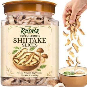 2.5 oz Freeze-Dried Shiitake Mushrooms – 5mm Sliced – Ramen Topping, Camping Food – Ready for Soups, Pasta & Risotto – All Natural Vegan