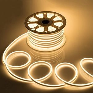 Gesto 16.4 Feet Neon LED Strip Light with 12V Adapter | Cuttable Flexible Waterproof Rope Light for Wall Decor,Indoor & Outdoor Decoration,Custom Names,Signage & Diwali Decorative Lighting-Warm White