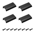 Morobor 4 Pack Modern Style Finger Edge Pull Furniture Drawer Handles Hidden Cabinet Kitchen Drawer Handles Knobs, 80mm/Black