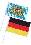 Bavaria and Germany Oktoberfest Stick Flags - 72-Piece Hand-Held Bavarian German Theme Party Decoration Flags on Stick with Spearhead Tip, 36 of Each Flag, 8 x 5 Inches