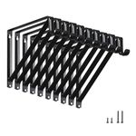 HOME MASTER HARDWARE Heavy Duty Closet Shelf & Rod Brackets 10 Pack,Wall Mounted Closet Shelves Support Brace with Hook,10-3/4 in Black Bracket with Screws