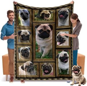 Pug Blanket, Pug Gifts for Women Men, Cozy Fuzzy Soft Throw Blanket for Couch Bed, Warm Flannel Fleece Blanket Throw Size 50" X 60", Lightweight Plush Blankets and Throws for Sofa Travel Camping