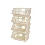 ZARVICZONIA Large Stacking Baskets Storage Veg Rack Plastic Stackers, Black, Length 36 cm x Depth 30 cm x Height 17.5 cm