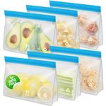 Reusable Freezer Bags, Stand Up Leakproof Gallon Vegetable Snack Sandwich Bags, BPA Free Silicone Bags for Food Storage,Travel, Home Organization(6 Pack - 6 Medium)