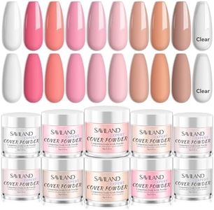 Saviland Acrylic Powder Set: Keratin Professional Acrylic Nail Powder Clear/Nudes/Pink Acrylic Ultra Fine Powder for Nail Extension 3D Nail Art Quick Dry Salon Quality Acrylic Nails 10G * 10