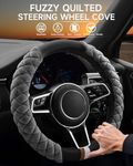 Cxtiy Universal Steering Wheel Cover for Car Fluffy Warm Plush Steering Wheel Cover for Winter (A-Gray)