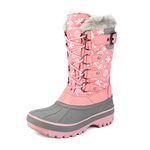 DREAM PAIRS Boys Girls Snow Boots Waterproof Outdoor Warm Cozy Anti-Slip Mid Calf Faux Fur Lining Insulated Winter Shoes for Little/Big Kids,Size 1 Little Kid,Pink,KRIVER-1