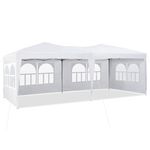 TUKAILAI 3 x 6 m Pop Up Gazebo Marquee Anti-UV Party Wedding Tent Awning Event Shelters with Side Panels & Storage Bag, Powder Coated Steel Frame Canopy for Outdoor Garden Four Seasons White