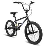 OLAKIDS Kids BMX Bike, 20 Inch Freestyle Bicycle with 4 Pegs Carbon Steel Frame Adjustable Seat for Beginner Level Riders Boys Girls Aged 8+ (Black)