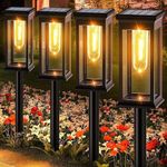 6 Pack Solar Pathway Lights Outdoor,YoreZcop Brighter Solar Lights Outdoor Waterproof,Auto On/Off Solar Lights Outdoor Garden,Outdoor Solar Lights for Walkway Driveway Garden