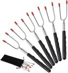 Marshmallow Toasting Forks Sticks Set of 6, Homealexa Telescoping Marshmallow Roasting Sticks Stainless Steel【Extendable U Shape with Handle 】Grilling Skewers for Hot Dog Bonfire BBQ Smores Skewers