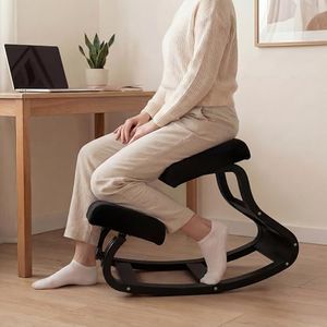 NYPOT Ergonomic Kneeling Chair with Adjustable Seats - Knee Chair for Posture Correction & Kneel Rocking Stool for Desk - Back Pain Relief and Support for Home and Office (Modern, Total Black)