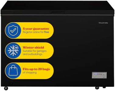 Russell Hobbs Free Standing Chest Freezer, 300 Litres, Low Noise, Garage Safe, Counterbalance Lid, Front Drain Hole, 1.8m Cord, Castor Wheels, 5 Year Registered Guarantee Black, RH300CF201B