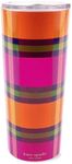 kate spade new york Cute Stainless Steel Mug, 24 Ounce Travel Tumbler, Double Wall Insulated Cup with Lid, Grand Plaid Duo