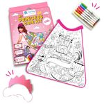 PepPlay Cotton My Princess Cape Coloring Kit,6 Smudge-Free Washable Markers&Crown,Reusable,Mess Free Diy Activity,Art&Craft Kit For Girls 4+,Birthday Gift For Girls Ages 4 5 6 7 8,Pretend Play