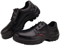 Karam FS05 Black Leather Safety Shoes for Men | Single Density with Steel Toe | Antistatic, Antislip, Oil & Heat Resistant | Size-05