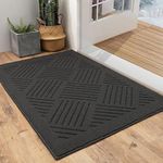 Door Mats Washable,Indoor Non-slip Dirt Trapper Heavy Duty Inside Front Door Mats,Absorbent Thin Low Profile Barrier Mat for Patio,Garden,Hall Entryway(Black, 50x80cm)…