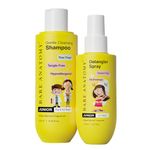 Bare Anatomy Junior Gentle Cleansing Shampoo For Kids | Tear-Free | Helps To Control Dandruff For 5-12 Years 250ml + Junior Detangler Hair Spray | For 3+ Year Old Kids | Strengthens & Detangles 150mL