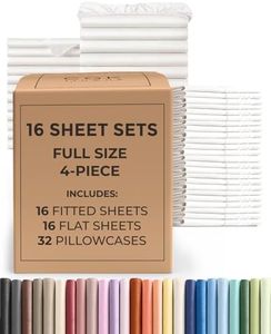 Bulk Case Pack of 16 Sheet Sets - (16) Complete Full Size Sheet Sets with Deep Pockets - Wholesale Bulk Bedding for Hotels, Spas & Airbnbs - Breathable, Cooling & Wrinkle Free - (Full, Antique White)
