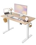 FEZIBO Height Adjustable Standing Desk, 40 x 24 Inches Electric Stand Up Table, Sit Stand Home Office Desk, White Frame/Maple Top