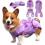 EMUST Dog Surgery Recovery Suit, Anti-Licking Dog Surgical Recovery Suit Female and Male, Soft Dog Cone Alternative After Surgery with Hook & Loop Closure, Purple M