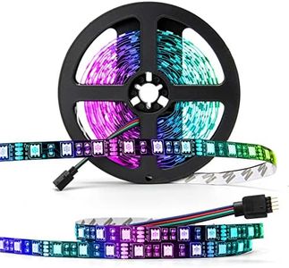 SUPERNIGHT - Black PCB 5050 RGB LED Strip - 16.4ft 60Leds/M 300 LEDs Color Changing LED Lights Non-Waterproof Flexible Rope Lighting Decoration (No Power Adapter)
