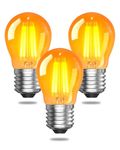 TobeBright 2.5W E27 LED Screw in Light Bulb Warm White,G45 Golf Ball Edison Large Screw Vintage Light Bulb 2200K for Lamps,Low Energy Light Bulb,Amber Glass,Equivalent 20-25W,Non-Dimmable,3-Pack
