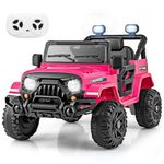 Costzon 12V Kids Ride on Truck Car, Electric Vehicle w/Remote Control, Threaded Wheels, 3 Speeds, LED Lights, Music, Horn & Wireless Connection, Battery Powered Ride on Toy for Boys & Girls 3+ (Pink)