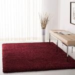 Carpet Plus Shaggy Carpet Plain Fur Rugs for Bedroom Living Room 10x10 Feet Round Plush Microfiber 2 Inch Height Maroon Color