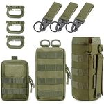 MUCHER 3 Pack Molle Pouches Tactical Waist Bags EDC Utility Pouch Waist Bag with 3 Hooks and 3 Keychains for Outdoor Hiking Hunting Camping Training Travelling (Green)