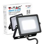 V-TAC 20W Waterproof Outdoor Security Floodlight with Samsung LED Black Body Grey Glass IP65 4000K Day White 1600 lumens, Die Cast Aluminium, 20 W VT-20-B