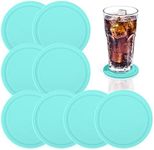 TOPHOME Colorful Silicone Coasters for Drinks Absorbent, Set of 8 Drink Coasters Non-Slip Cup Coasters Tabletop Protection for Any Table Type, Dishwasher Safe, 3.5 inch (Blue)