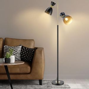 Luxsuite Floor Lamp Led Corner Light with Foot Pedal Switch Free Standing Lamp Rotating Head Lampshade & Metal Base Bedroom Living Room Office 164cm Height,Bulb Not Included Black