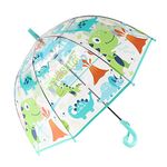 Chesoon Kids Clear Umbrella for Little Boys with an Easy Grip Handle Windproof Dome Bubble Canopy Cute Dinosaurs Figures Ages 3-8,Blue