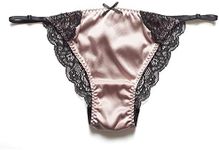 SilRiver Womens Silk String Bikini Satin Panties for Women Underwear Shiny Tanga Briefs (Deauville Mauve, Small-Medium)
