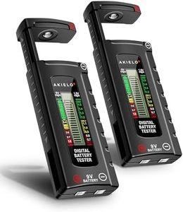 AKIELO+ Digital Battery Tester (2 Pack) – Easy Read LCD Display – No Battery Required – Universal Household Battery Checker for Size AA AAA C D 9V 1.5 Cell (Batteries Not Included)