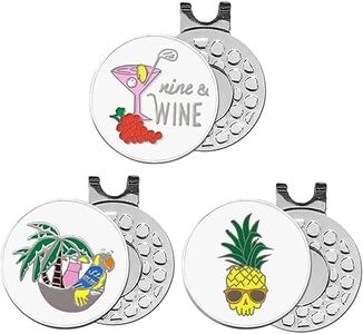 FINGER TEN Golf Ball Markers 3 Pcs with 3 Pack Hat Clip Women Value Gift Set, Mark Pattern USA, Eagle, Ribbon in Choice for Men Kid (3 Funny Golf A)