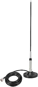 Bingfu High Gain Mobile Ham Radio Firberglass Antenna Car Truck Amateur Two Way Radio Dual Band VHF UHF 136-174 MHz 400-470MHz Anti-Rust Antennas with Magnetic Base 16.4ft Cable