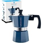 GROSCHE Milano Stovetop Espresso Maker Moka Pot 3 espresso Cup - 5 oz, Blue -Moka Espresso Coffee Maker Stove top coffee maker Moka Italian espresso greca coffee maker brewer percolator