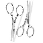 SWEET VIEW Eyebrow Scissors Curved and Rounded Nail Scissors - Small Grooming Scissors for Trimming Eyebrows, Nose, Mustache, Eyelashes, Ear Hairs, Nails and Cuticles.