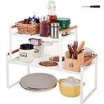 DOTORYDESIGN 2-Pack Stackable Organizer Set-Versatile Storage Solution for Cabinets and Countertops-Kitchen and Pantry Shelf, Spice Rack - Space-Saving Design-Metal Wire-White