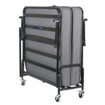 Asmofit Rollaway Folding Bed with 6-Inch Mattress – Portable Single Guest Bed with Epoxy Coated Carbon Steel Frame, Foam Mattress & Lockable Wheels (Black) ''100% Made in India''