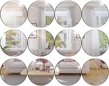 Jetec Round Acrylic Mirror Candle Plate Set, Round Mirror Base for Table Centerpieces, Round Mirror Wall Stickers Self Adhesive Mirrors for Wedding Baby Shower and Wall Decor(12 Inch, 12 Pieces)