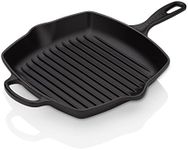 Le Creuset Enameled Cast Iron Signature Square Skillet Grill, 10.25", Licorice