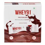 Whey91 Choco Fudge Protein Bar | 20g Protein & 7.9g Fiber in each | No Added Sugar | No Artificial Flavour | Natural Immunity Booster Lactoferrin | Protein Bars for Weight Loss | 390g- (Pack of 6)