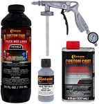 Custom Coat Federal Standard Color # 36300 Aircraft Gray T92 Urethane Spray-On Truck Bed Liner, 1 Quart Kit with Spray Gun and Regulator - Durable Textured Protective Coating - Easy Mix Car Auto