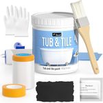 DWIL Tile Paint, Tub and Tile Refinishing Kit with Tools, Water-based Bathtub Paint - Low Odor Bathtub Refinish Kit, Easy to Use Bathroom Kitchen, 25-30sq.ft, 16.5oz, Black