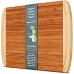 Extra Large Organic Bamboo Chopping Board for Kitchen - Best Wooden Cutting Boards with Juice Groove for Carving Meat, Wood Butcher Block for Vegetables and Serving Tray for Cheese