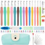 Moseem Crochet Hooks Set 54 Pack,14 Pcs Colorful Ergonomic Comfort Rubber Soft Grip Crochet Needles, Crochet Hook for Beginners Adults,Sister Gift, Knitting Tools with Portable Case,Size 2mm to 10mm